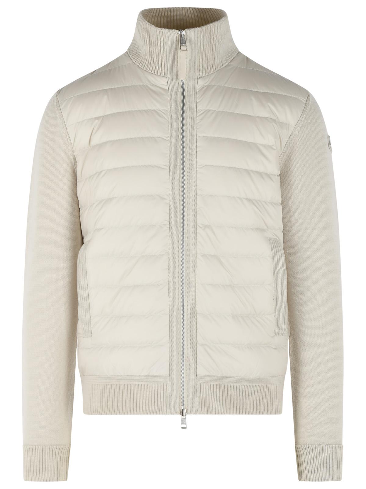 Moncler Padded Virgin Wool Cardigan With Ivory White Zip Men MONCLER