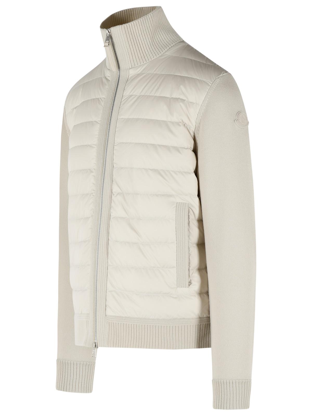 Moncler Padded Virgin Wool Cardigan With Ivory White Zip Men MONCLER
