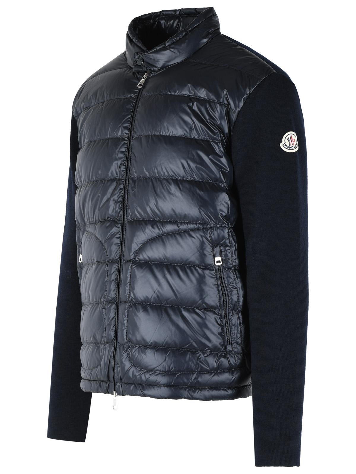 Moncler Padded Virgin Wool Crdigan With Zip Navy Blue Men MONCLER