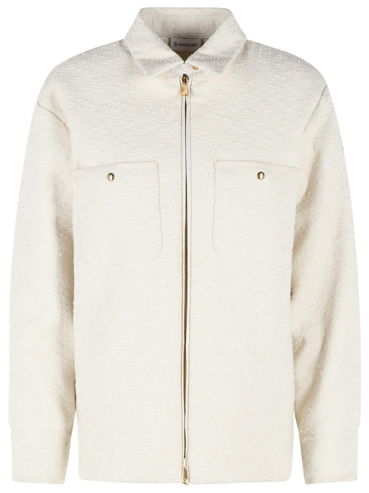 Moncler Padded Shirt Jacket In Ivory White Bouclé Cotton Blend Women MONCLER