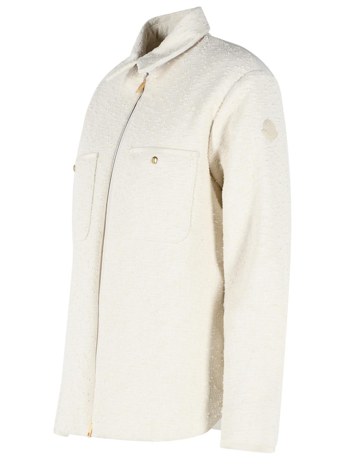 Moncler Padded Shirt Jacket In Ivory White Bouclé Cotton Blend Women MONCLER
