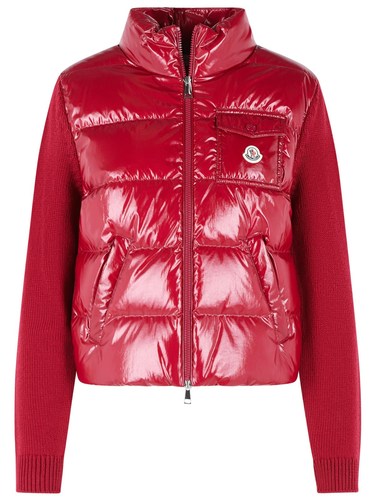 Moncler Padded Virgin Wool Cardigan With Cherry Pink Zip Women MONCLER