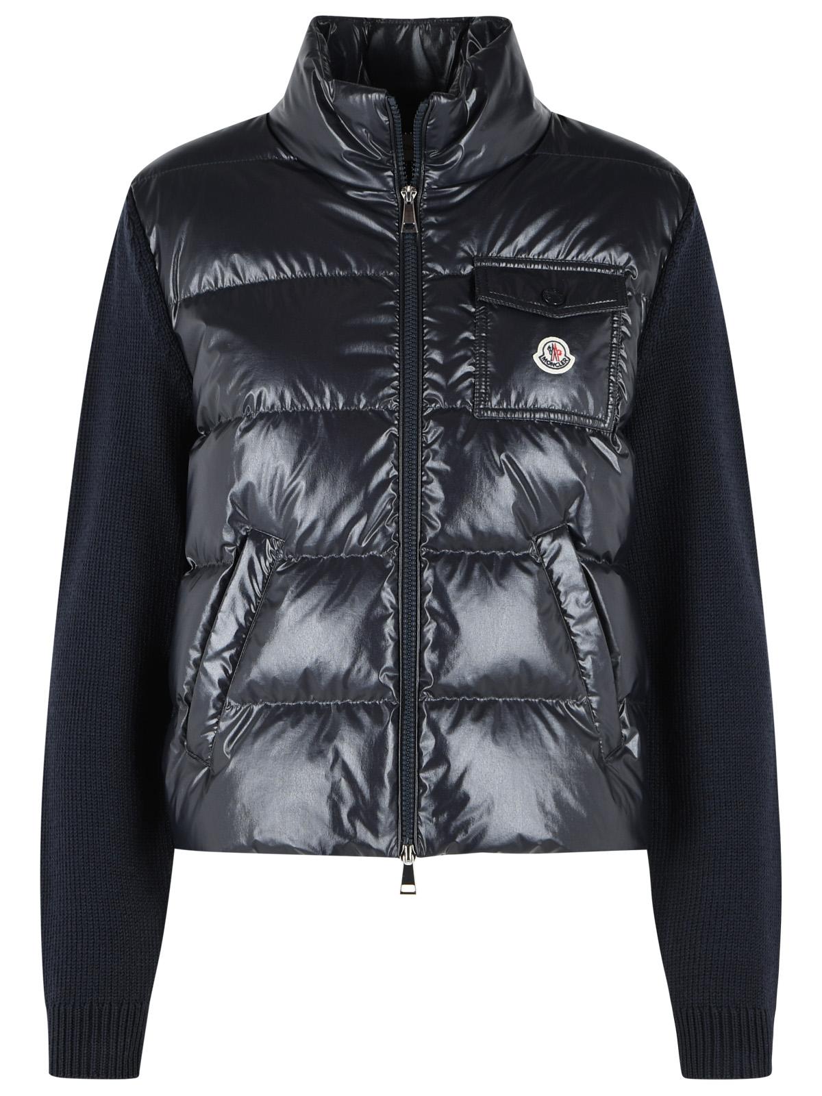Moncler Padded Wool Cardigan With Navy Zip Women MONCLER