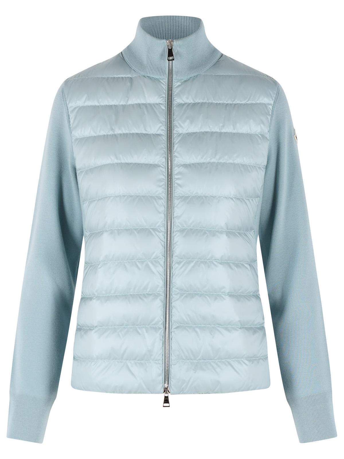 Moncler Padded Virgin Wool Cardigan With Light Blue Zip Women MONCLER
