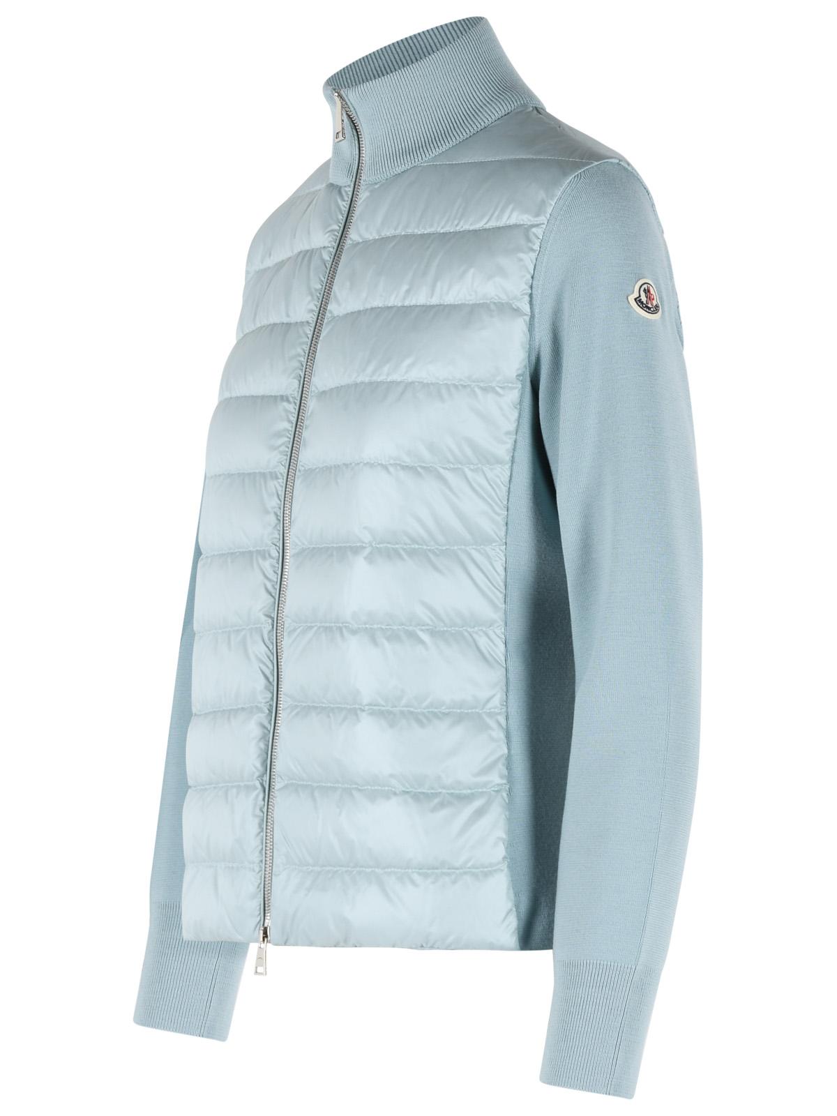 Moncler Padded Virgin Wool Cardigan With Light Blue Zip Women MONCLER