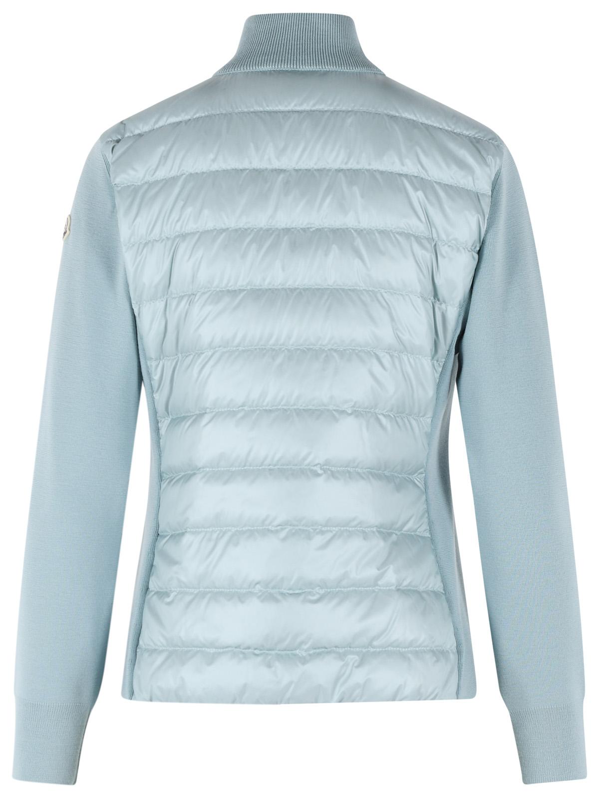 Moncler Padded Virgin Wool Cardigan With Light Blue Zip Women MONCLER
