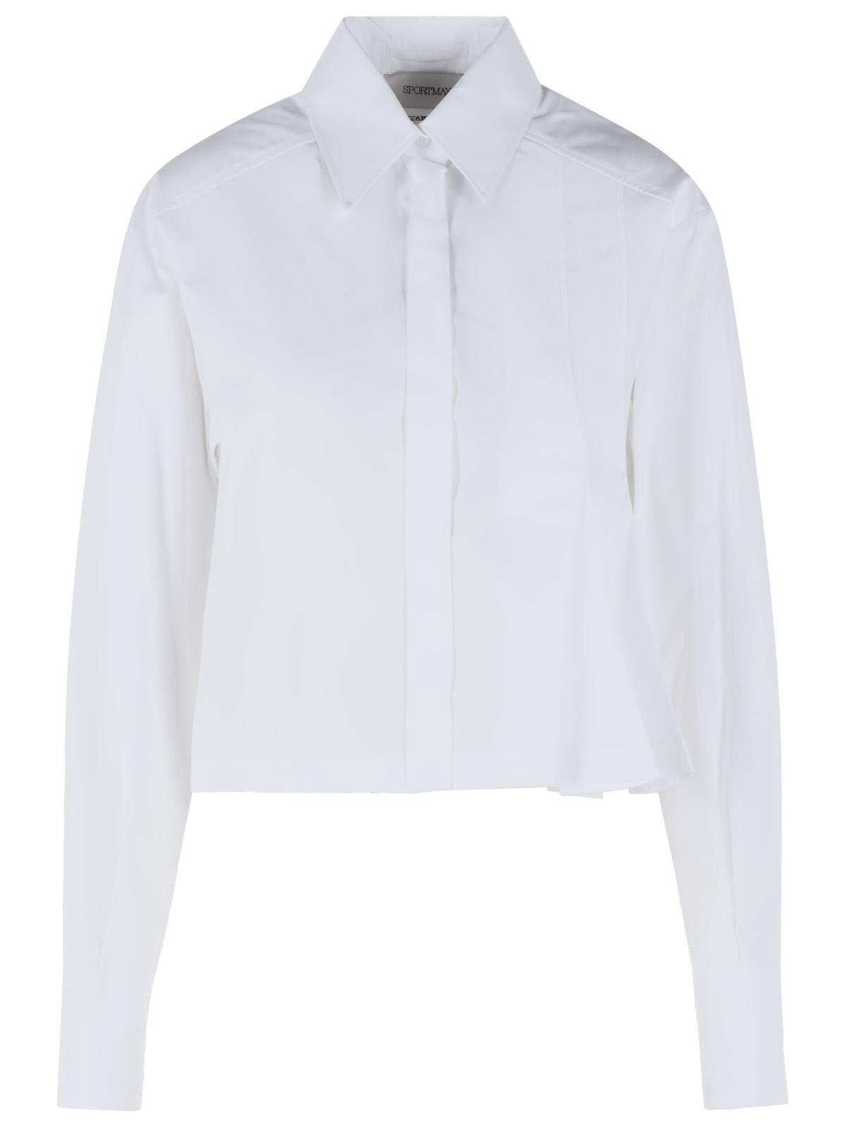 Sportmax 'Certo' Cropped Shirt In Cotton Poplin With White Asymmetrical Pleats Women SPORTMAX
