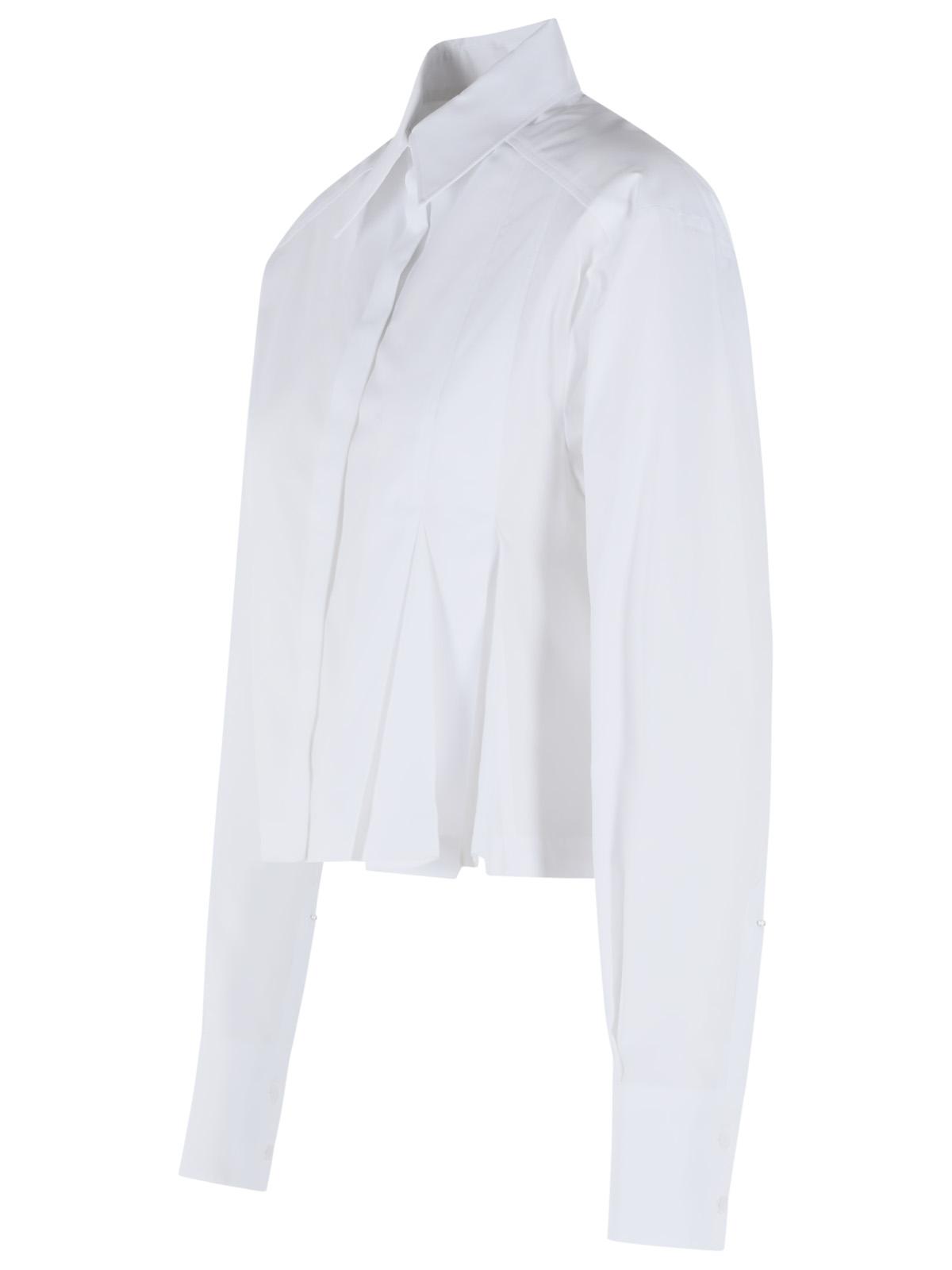Sportmax 'Certo' Cropped Shirt In Cotton Poplin With White Asymmetrical Pleats Women SPORTMAX
