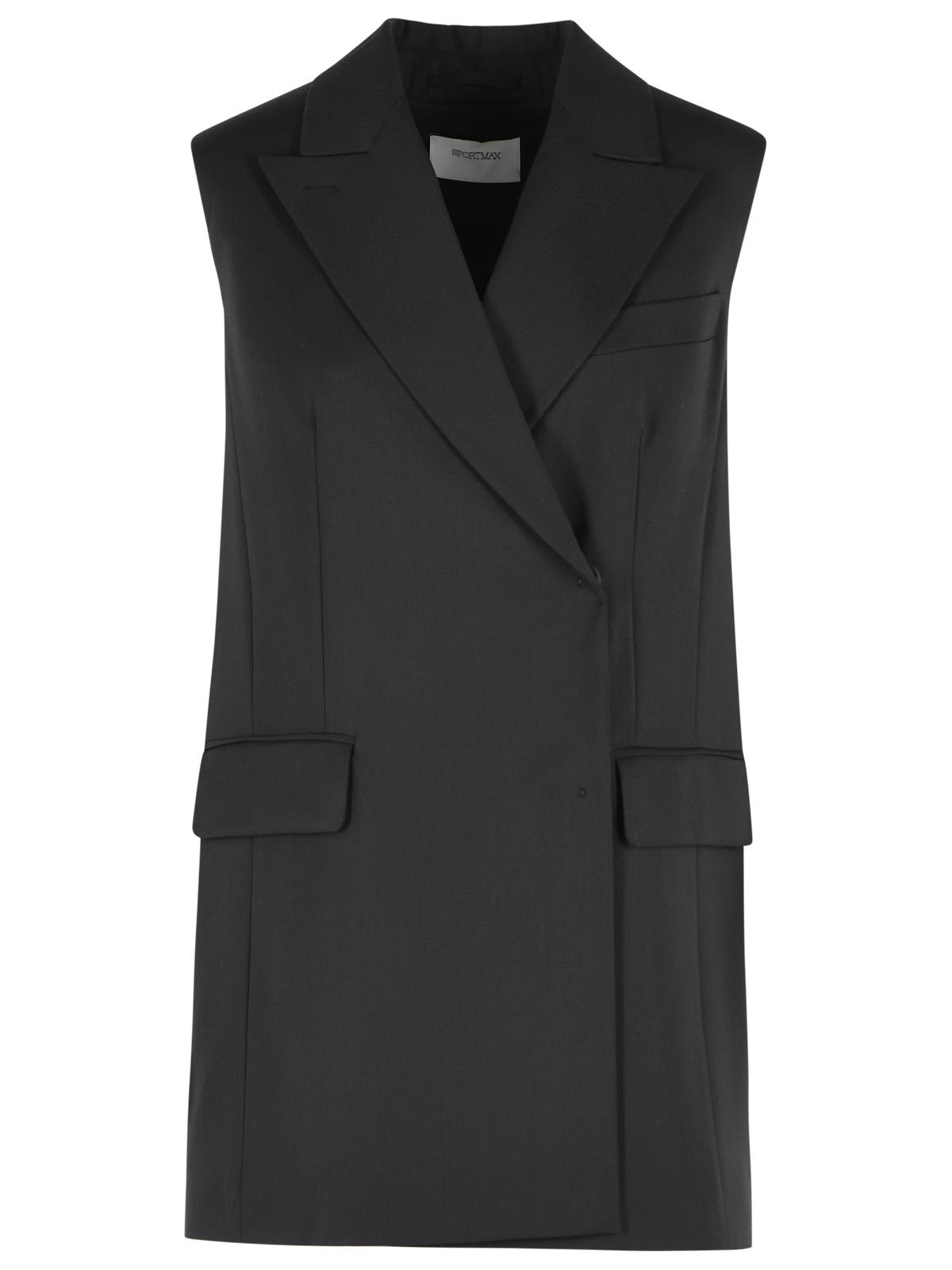 Sportmax 'Albero' Black Virgin Wool Blend Vest Women SPORTMAX