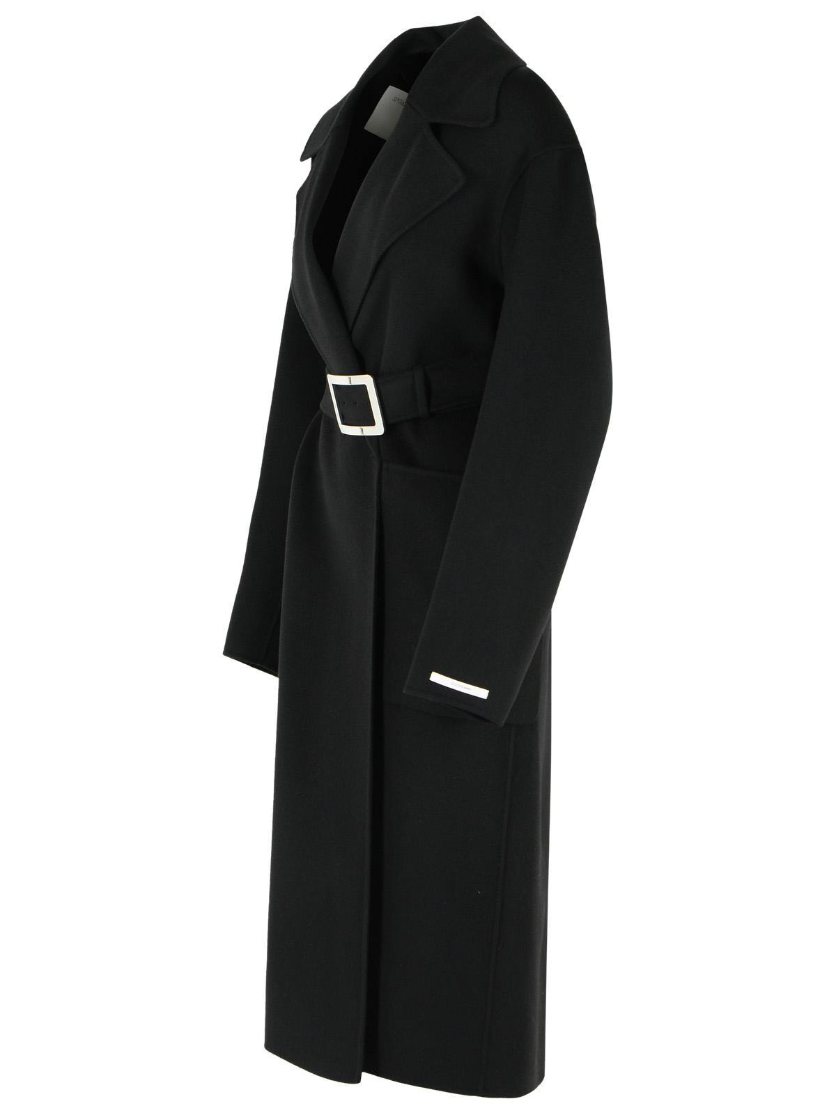 Sportmax Cose' Robe Coat In Pure Black Virgin Wool Women SPORTMAX