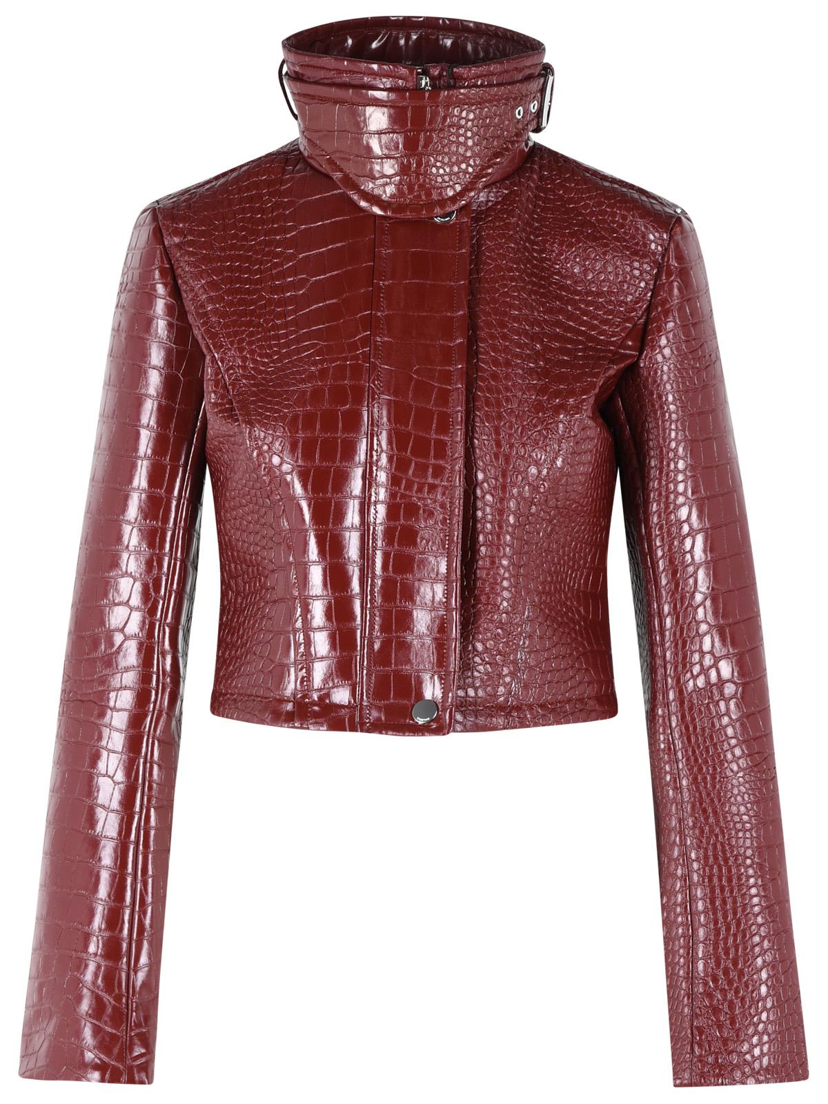 Sportmax 'Sultan' Crop Jacket In Dark Red Alligator Print Patent Leather Women SPORTMAX