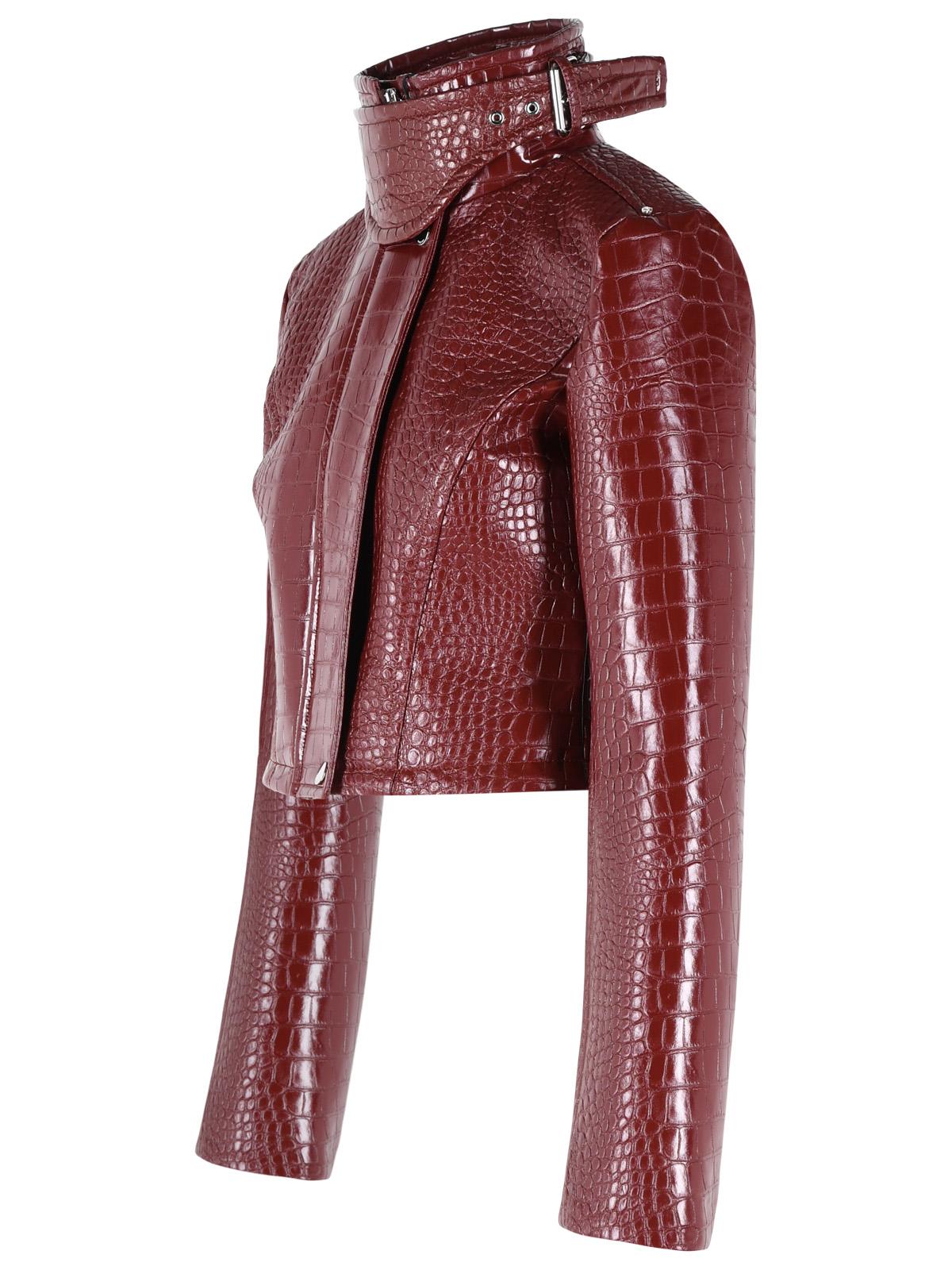 Sportmax 'Sultan' Crop Jacket In Dark Red Alligator Print Patent Leather Women SPORTMAX