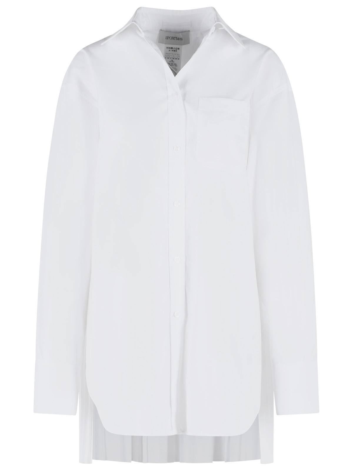 Sportmax 'Nespolo' White Cotton Blend Shirt Dress Women SPORTMAX