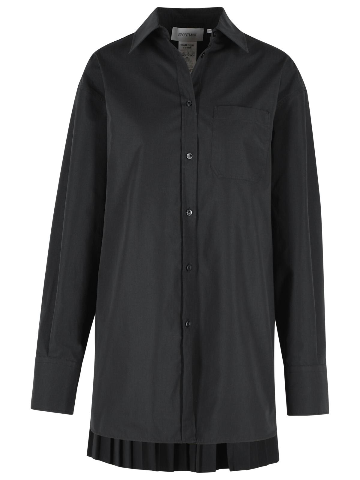 Sportmax 'Nespolo' Black Cotton Blend Shirt Dress Women SPORTMAX