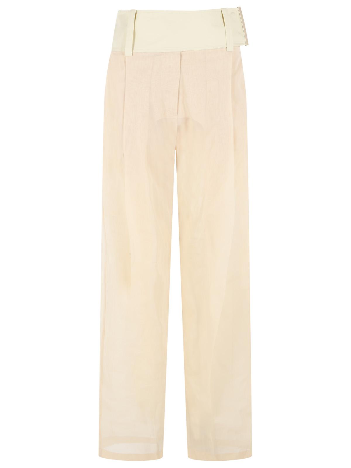 Sportmax 'Ferito' Wide Pants In 'Ecru' Organzato Cotton Voile Women SPORTMAX