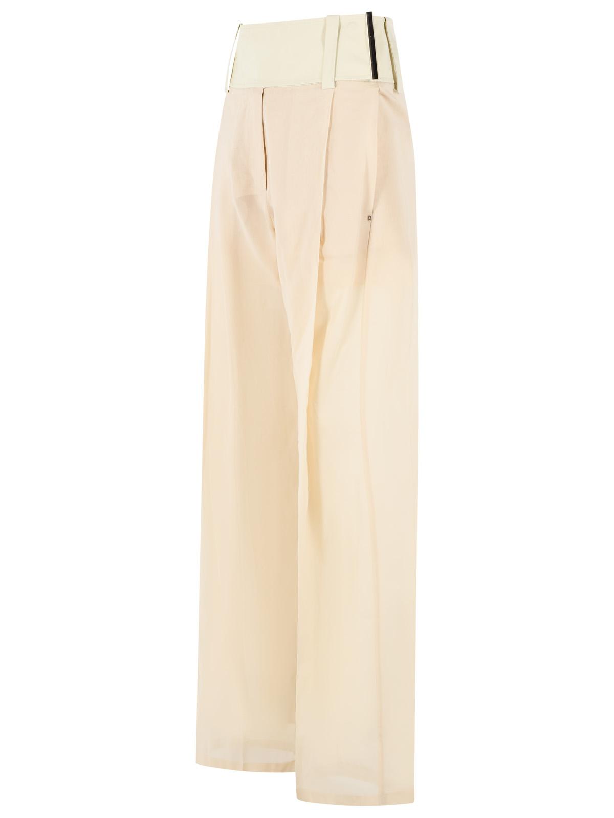 Sportmax 'Ferito' Wide Pants In 'Ecru' Organzato Cotton Voile Women SPORTMAX
