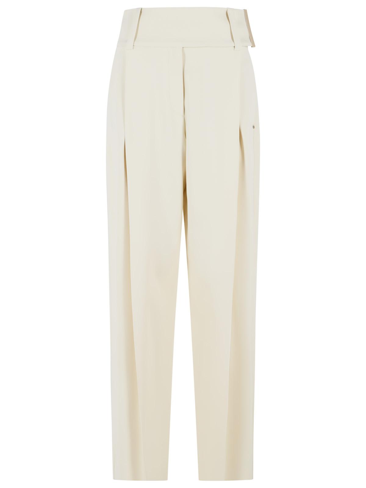 Sportmax 'Oblo' Wide Trousers In Ivory White Stretch Viscose Women SPORTMAX