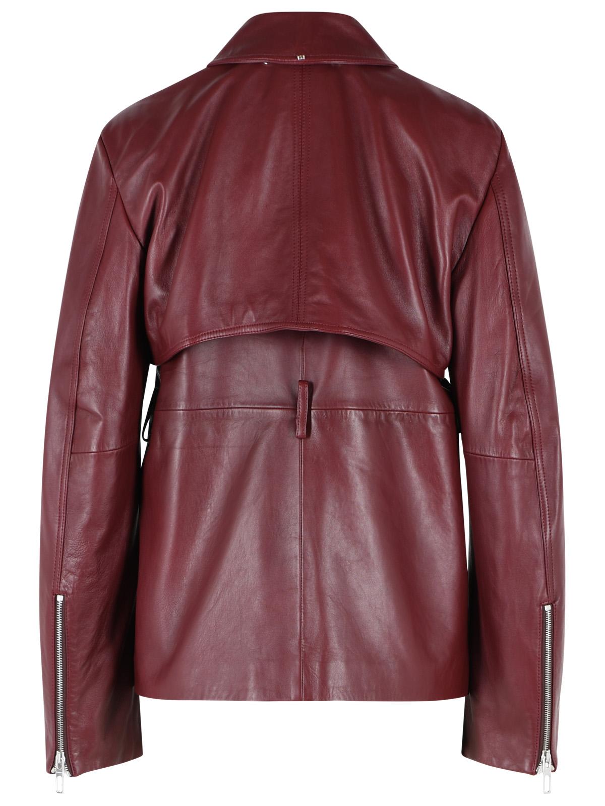Sportmax Two-Piece 'Tenzone' Burgundy Nappa Leather Jacket Women SPORTMAX