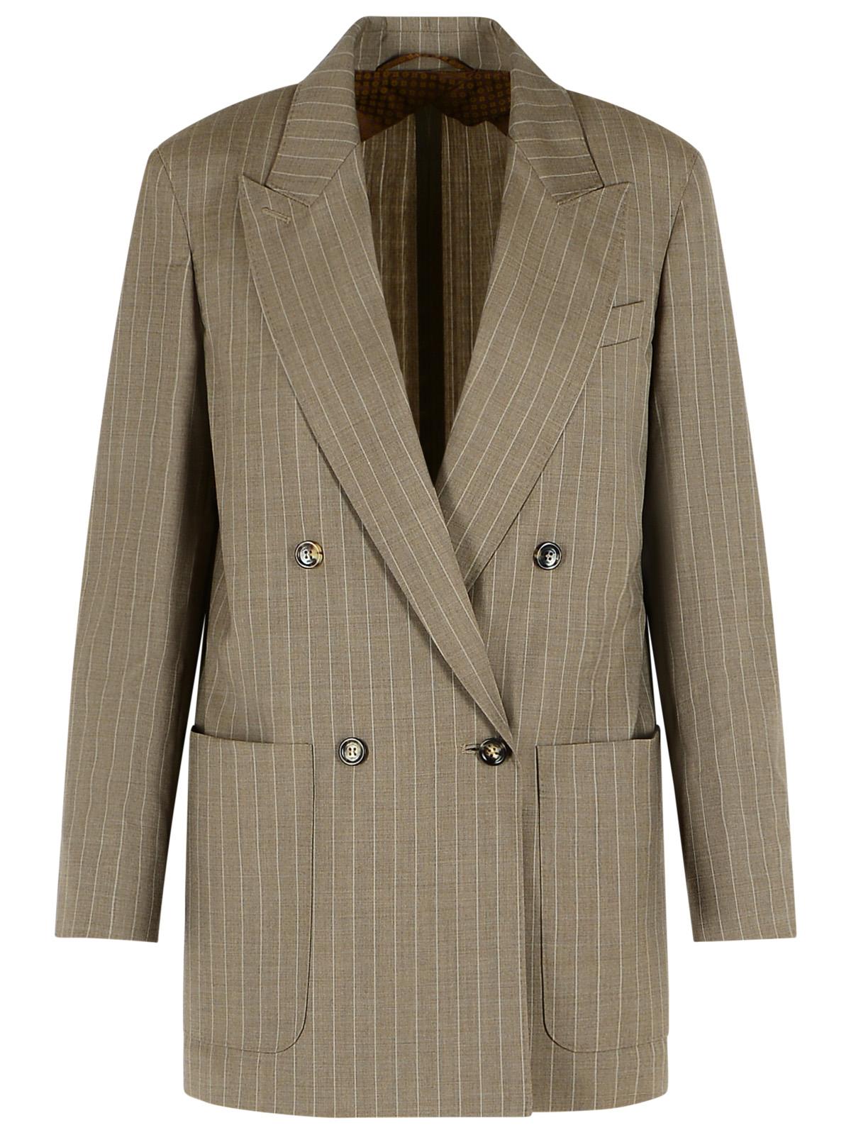 Max Mara Oversize Blazer In Hazelnut Pinstriped Wool Tela Women MAX MARA