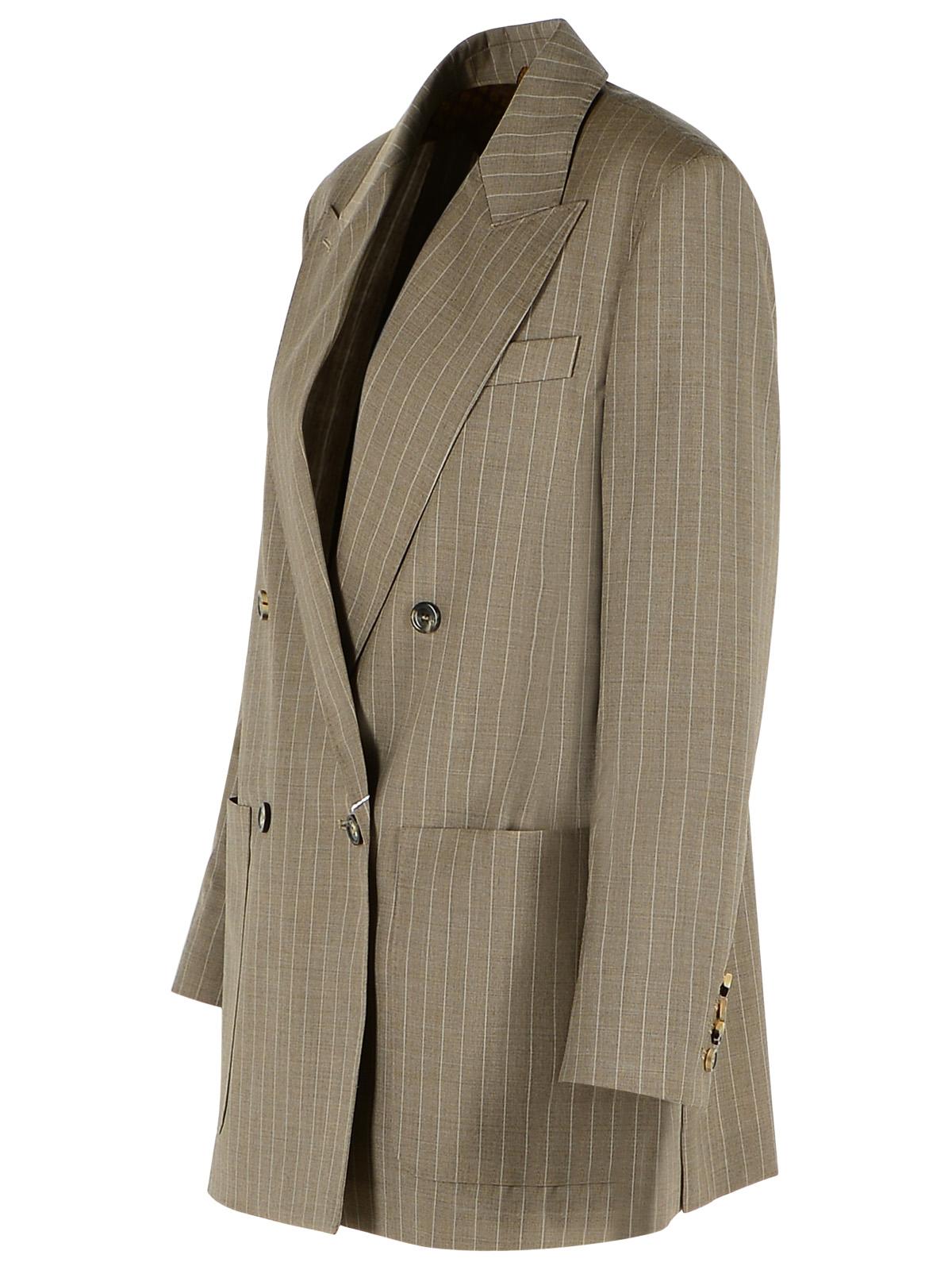 Max Mara Oversize Blazer In Hazelnut Pinstriped Wool Tela Women MAX MARA