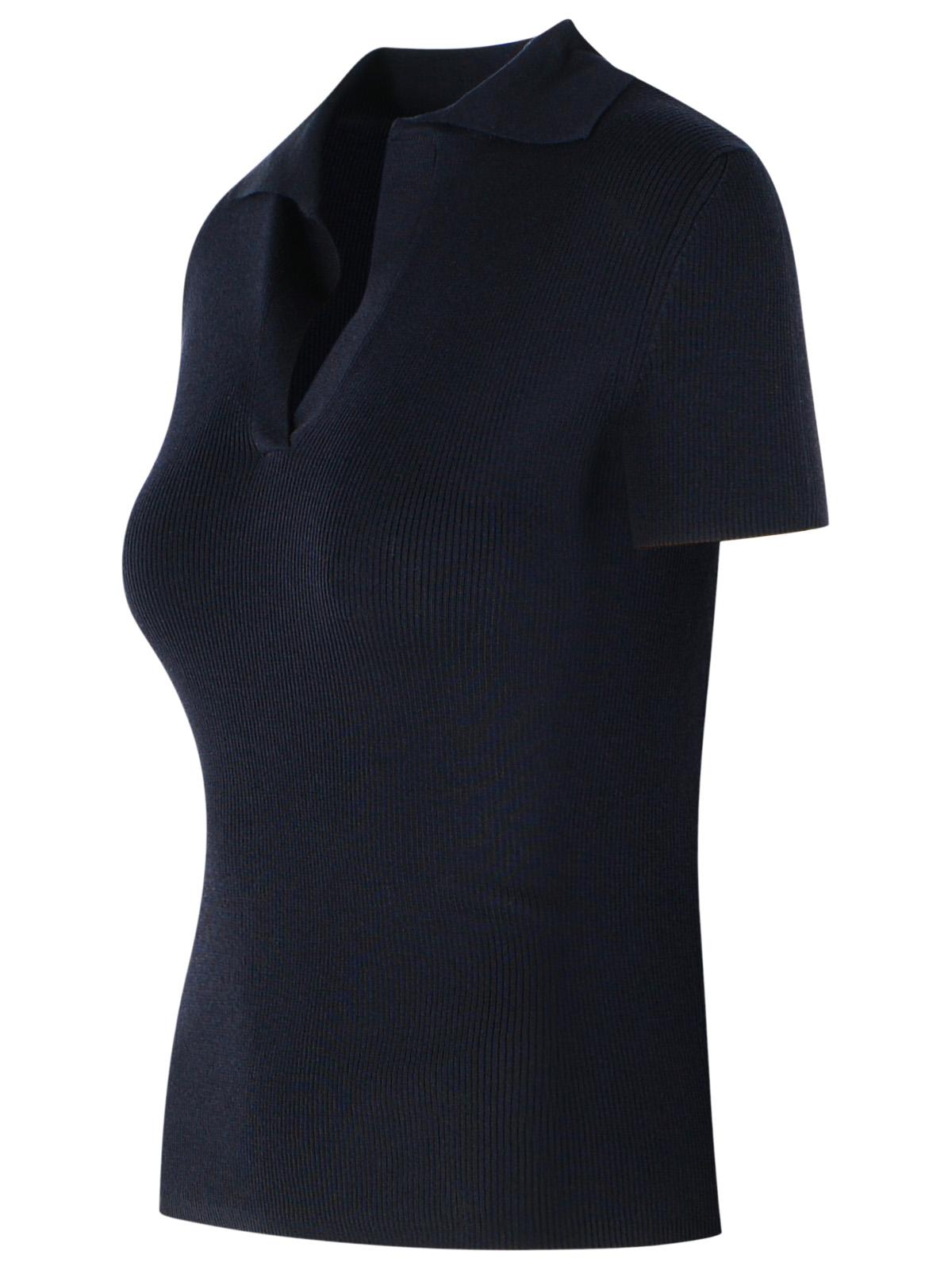 Max Mara 'Albero' Dark Blue Virgin Wool Polo Shirt Women MAX MARA