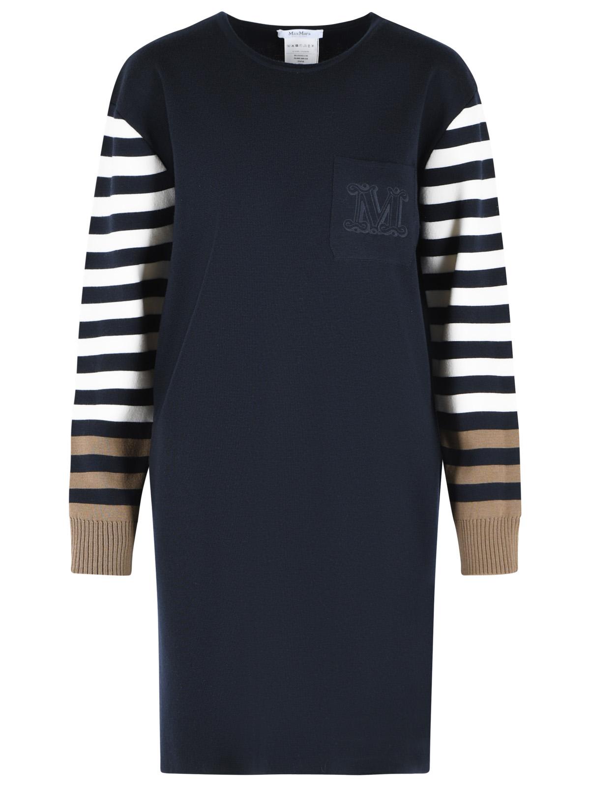 Max Mara Cotro 'Velo' Dress In Navy Blue Virgin Wool Women MAX MARA