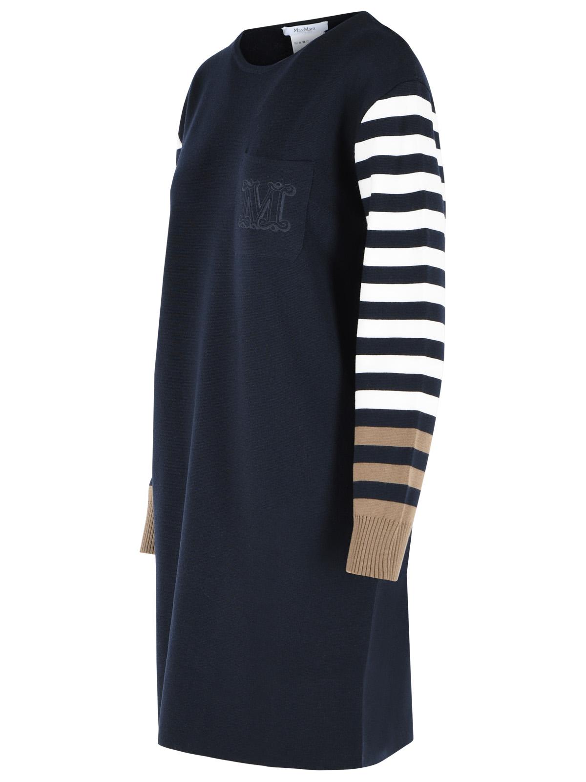 Max Mara Cotro 'Velo' Dress In Navy Blue Virgin Wool Women MAX MARA