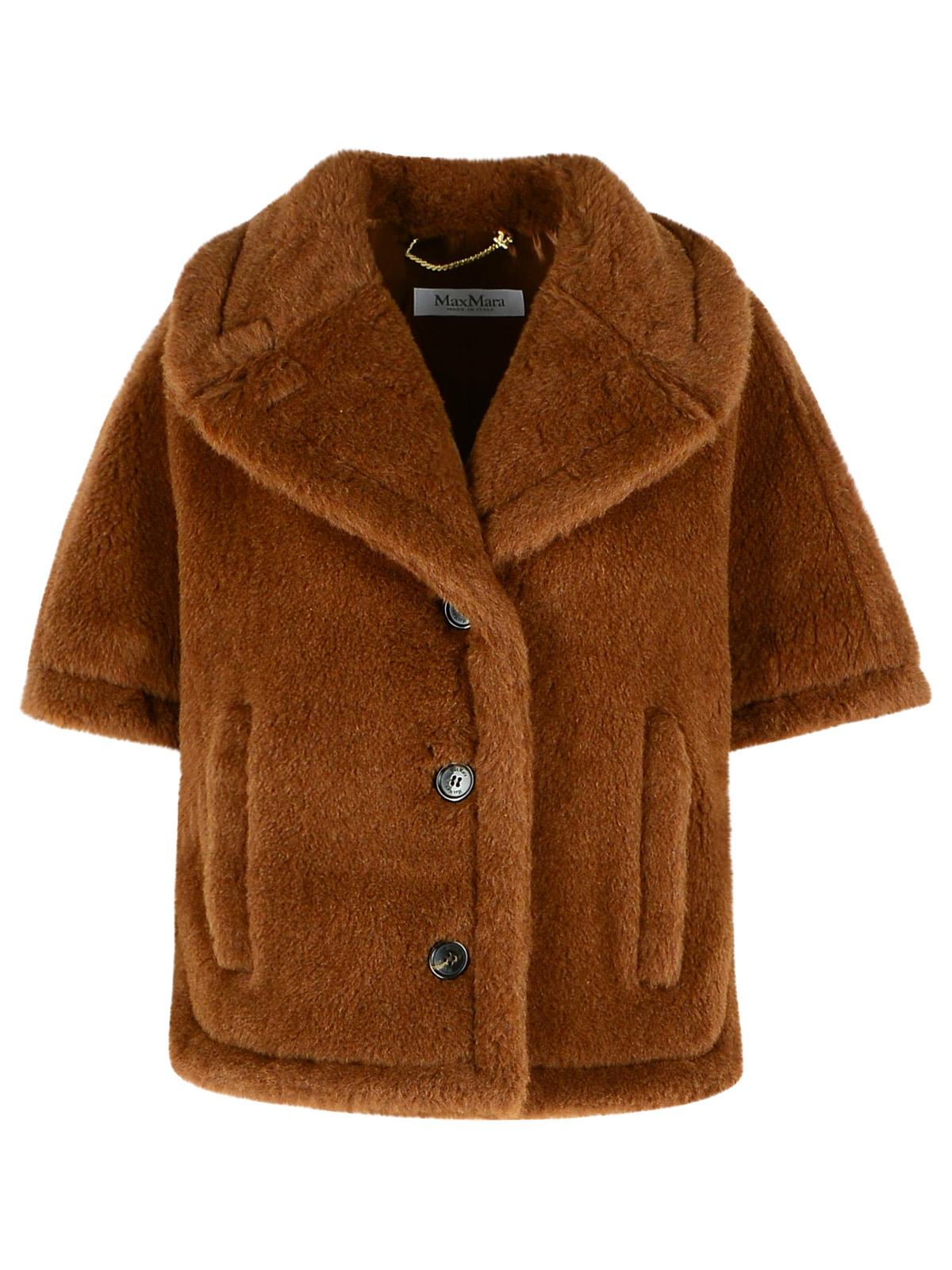 Max Mara Boxy Cape In 'Teddy' Of Alpaca And Brown Cachemire Women MAX MARA