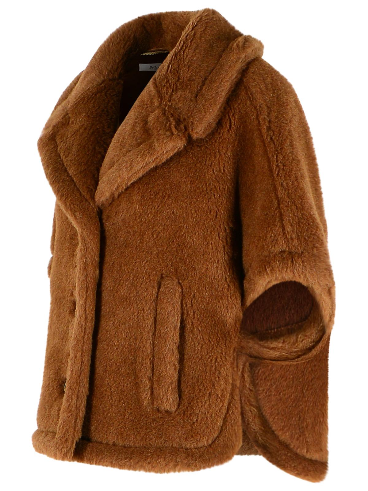 Max Mara Boxy Cape In 'Teddy' Of Alpaca And Brown Cachemire Women MAX MARA