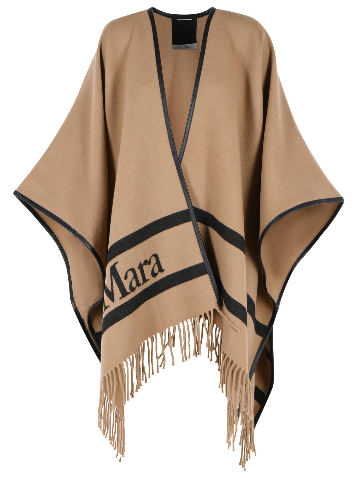 Max Mara 'Aris' Camel Jacquard Wool Poncho Women MAX MARA