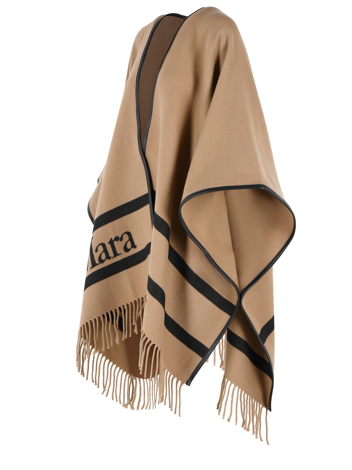 Max Mara 'Aris' Camel Jacquard Wool Poncho Women MAX MARA