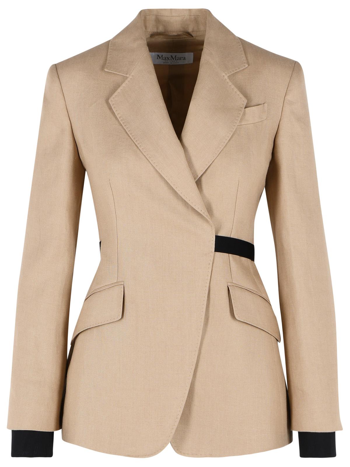 Max Mara 'Fionda' Double-Breasted Blazer In Pure Camel Linen Natté Women MAX MARA