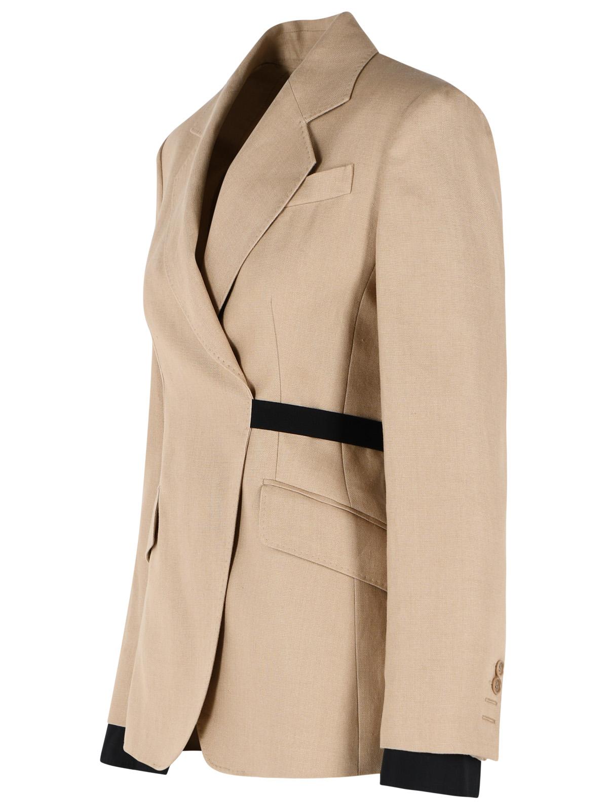 Max Mara 'Fionda' Double-Breasted Blazer In Pure Camel Linen Natté Women MAX MARA