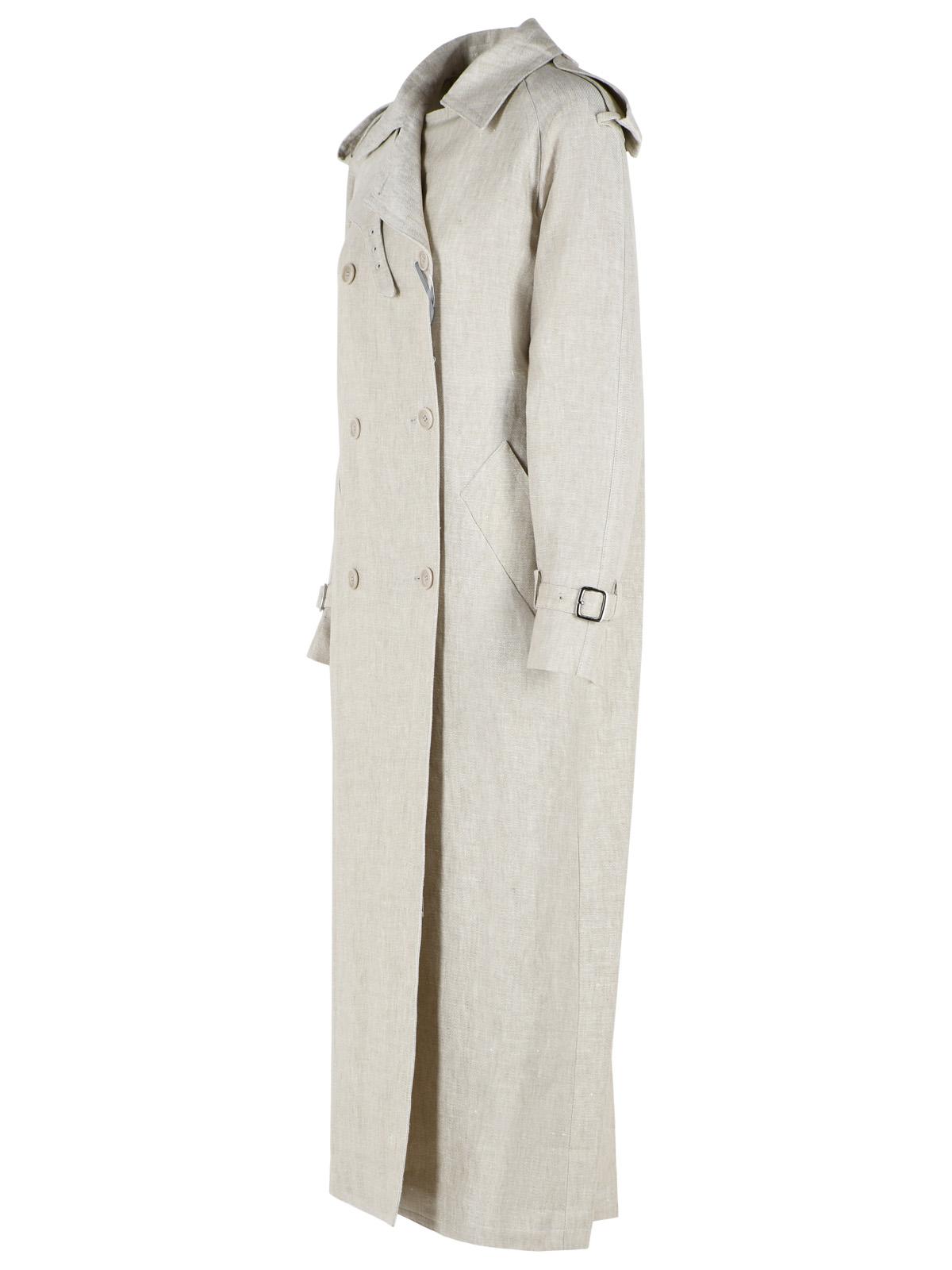 Max Mara Double-Breasted Duster In 'Drill' Of Pure Beige Sand Linen Women MAX MARA