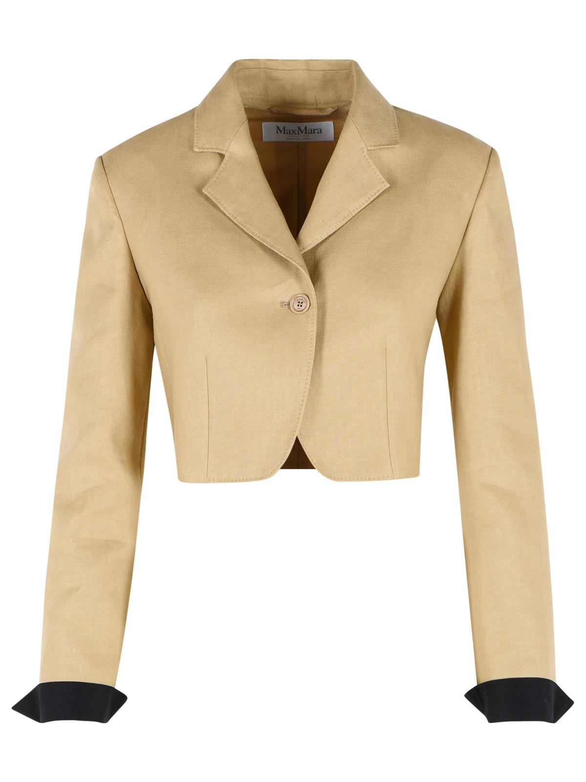 Max Mara 'Buono' Diagonal Cropped Jacket In Camel Linen Women MAX MARA