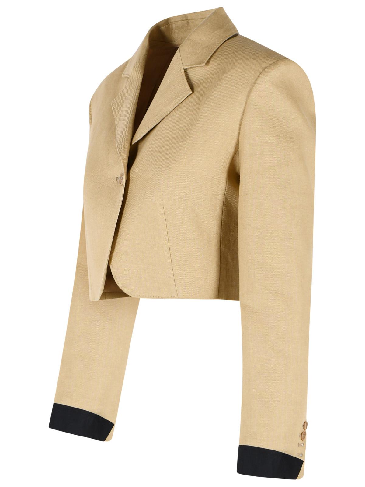 Max Mara 'Buono' Diagonal Cropped Jacket In Camel Linen Women MAX MARA