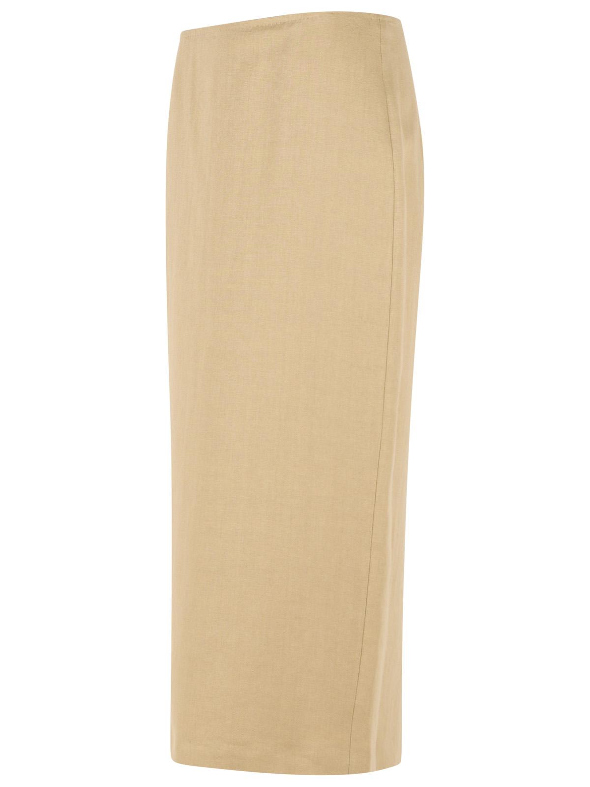 Max Mara 'Veranda' Diagonal Slim Skirt Of Camel Linen Women MAX MARA