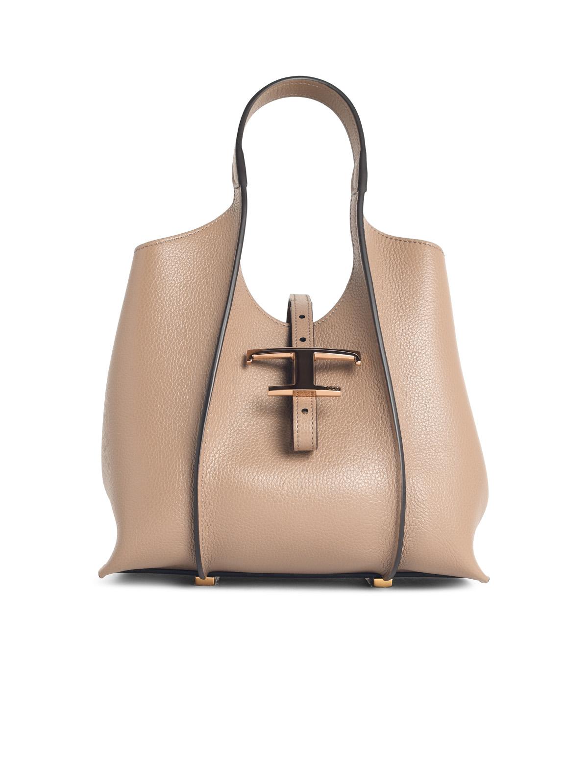 Tod's T Timeless Mini Shopping Bag In Beige Leather Women TOD'S
