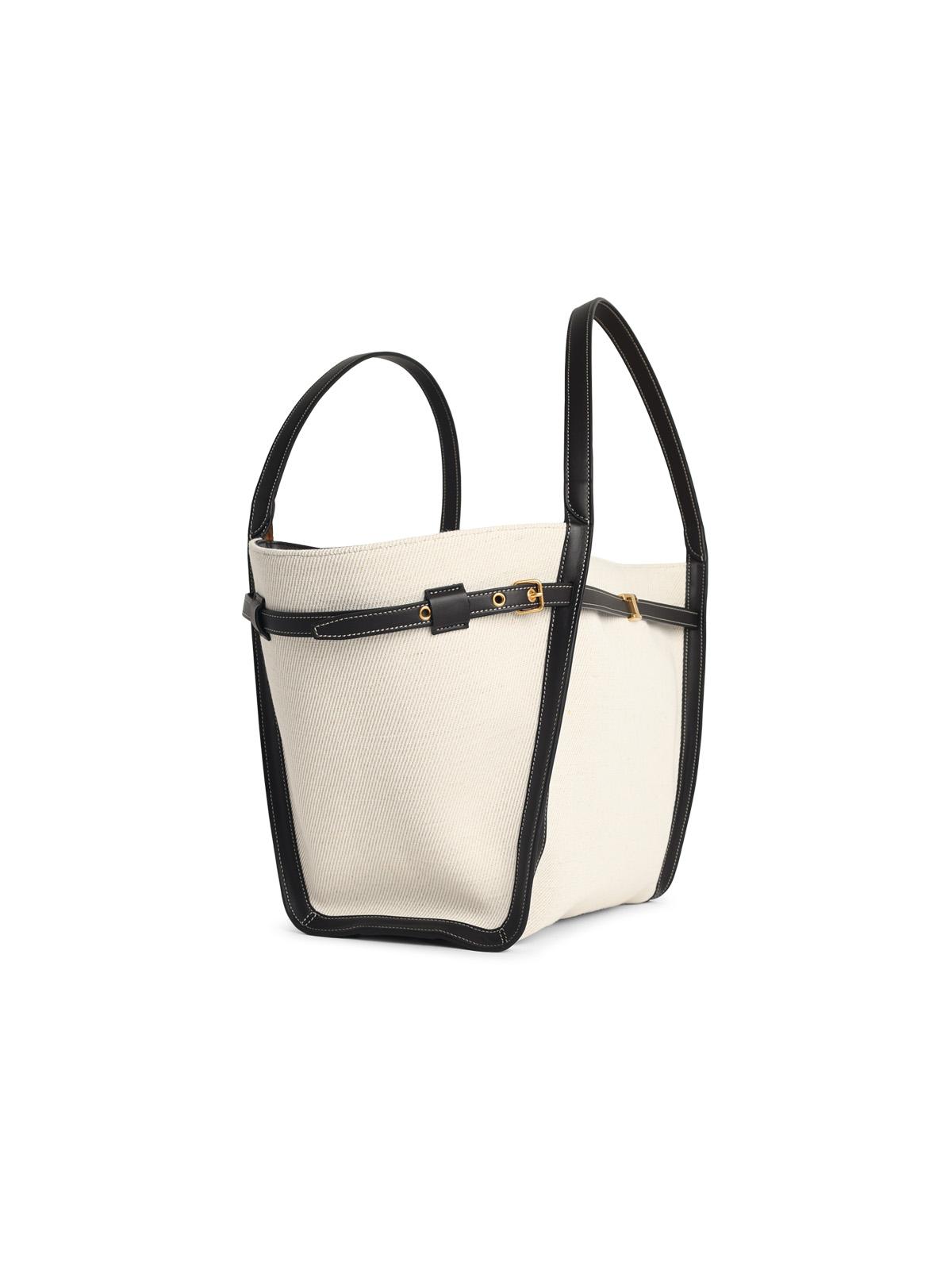 Tod's 'Shopping Tim' Canvas And Midi White Leather Bag Women TOD'S
