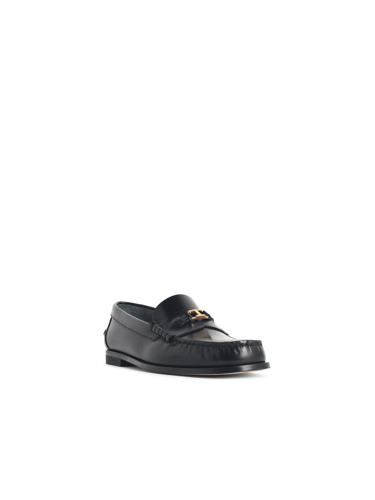 Tod's Black Leather Loafers Women TOD'S