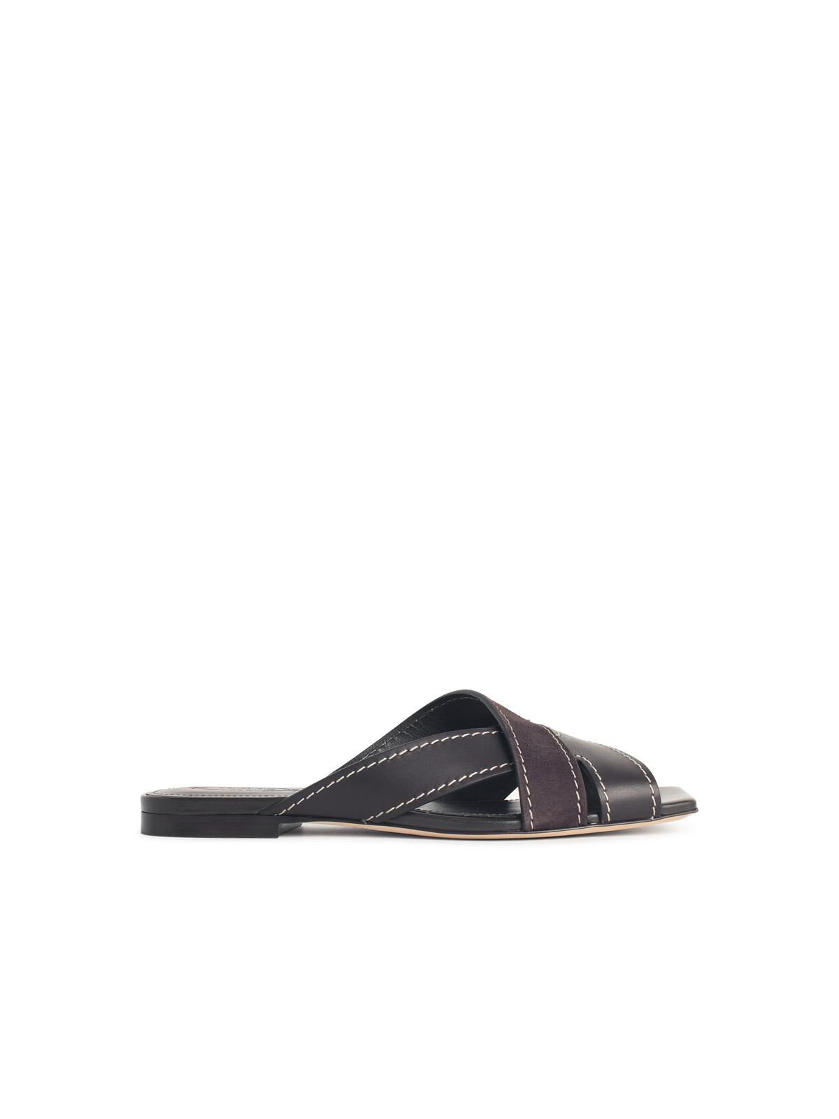 Tod's Smooth And Brown Suede Sandals Women TOD'S