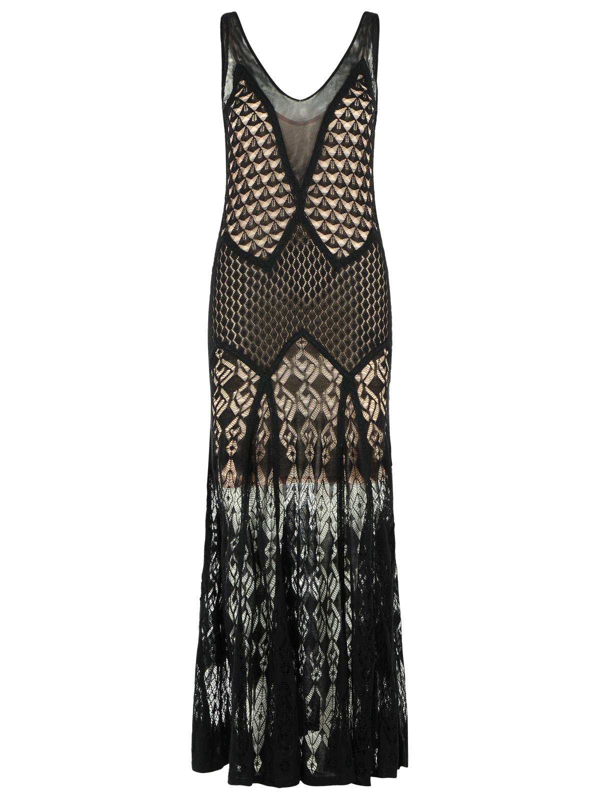 Blumarine Long Dress In Black Worked Cotton Women BLUMARINE
