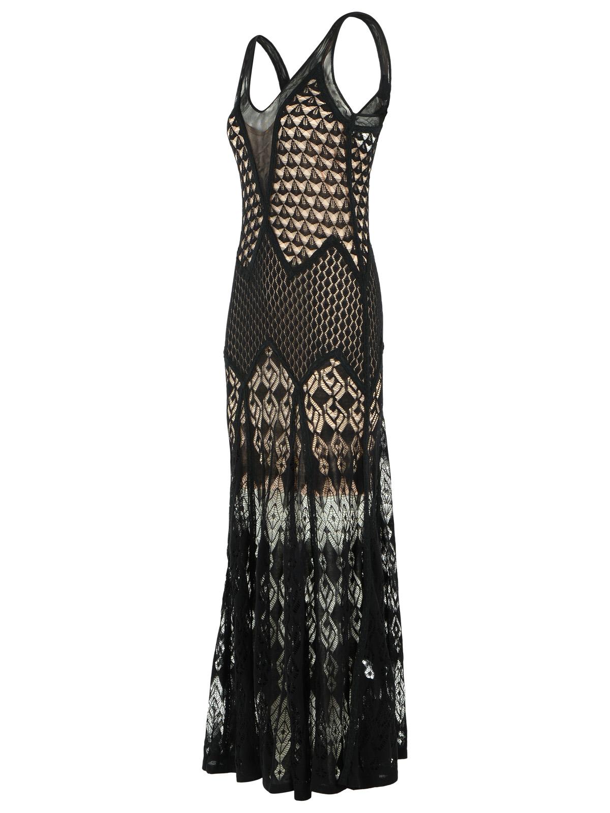 Blumarine Long Dress In Black Worked Cotton Women BLUMARINE