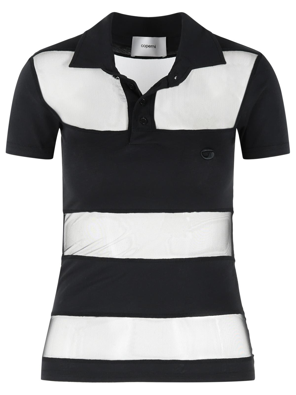 Coperni 'Striped' Black Cotton Blend Polo Shirt Women