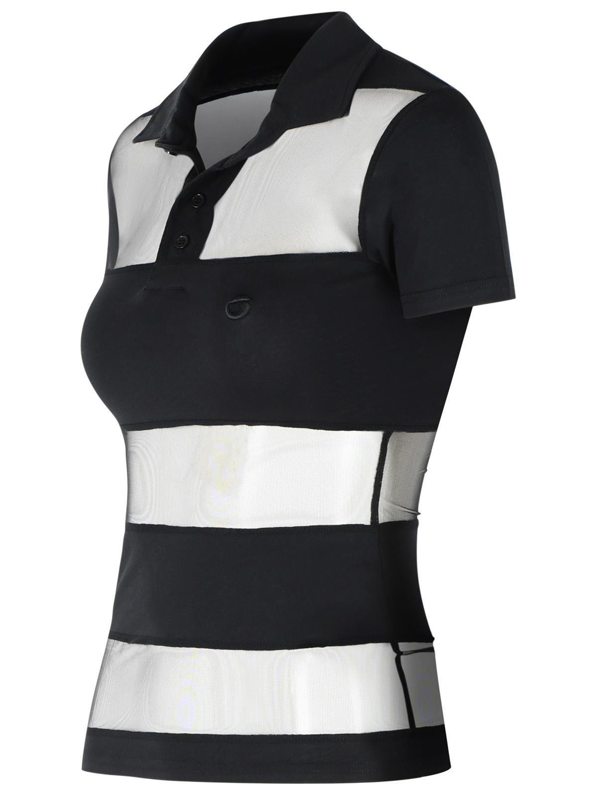 Coperni 'Striped' Black Cotton Blend Polo Shirt Women