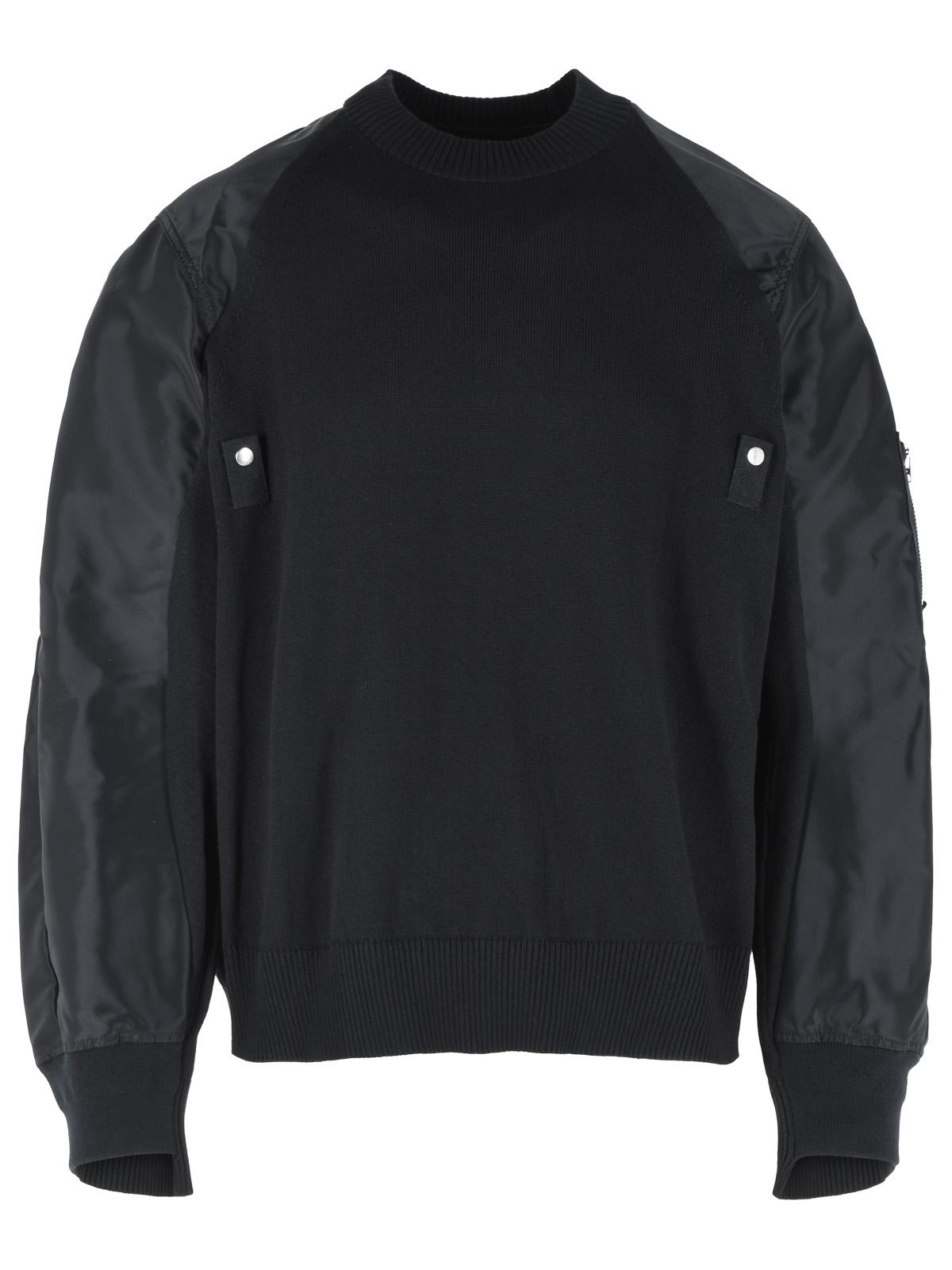 Sacai Black Cotton Blend Sweater Men SACAI