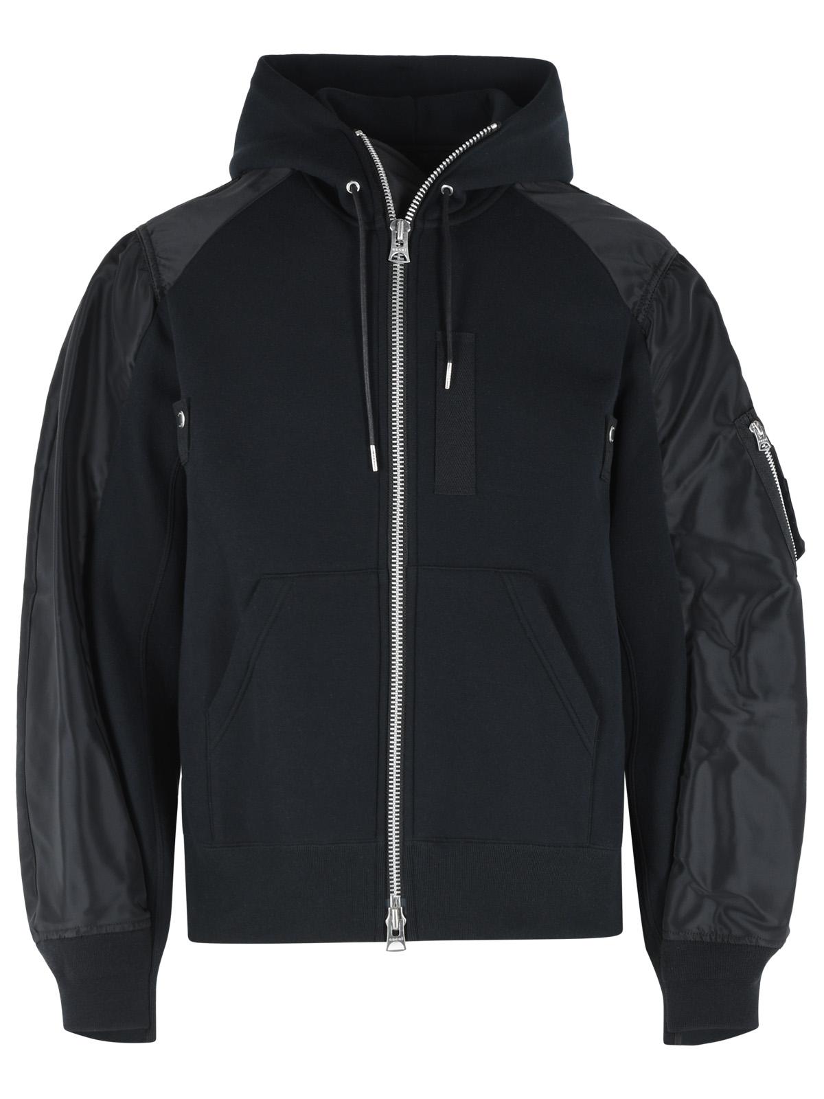 Sacai Black Cotton Blend Sweatshirt Men SACAI