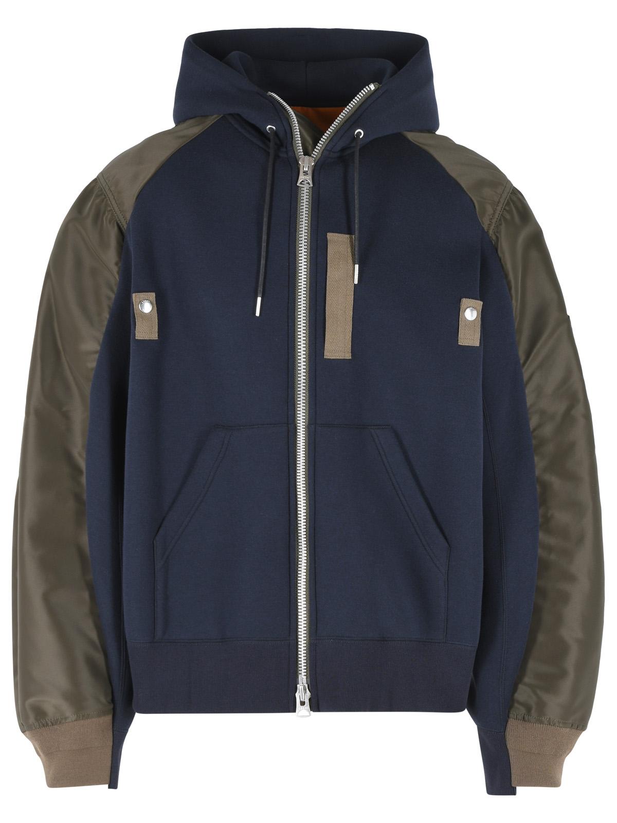 Sacai Navy Cotton And Khaki Blend Sweatshirt Men SACAI
