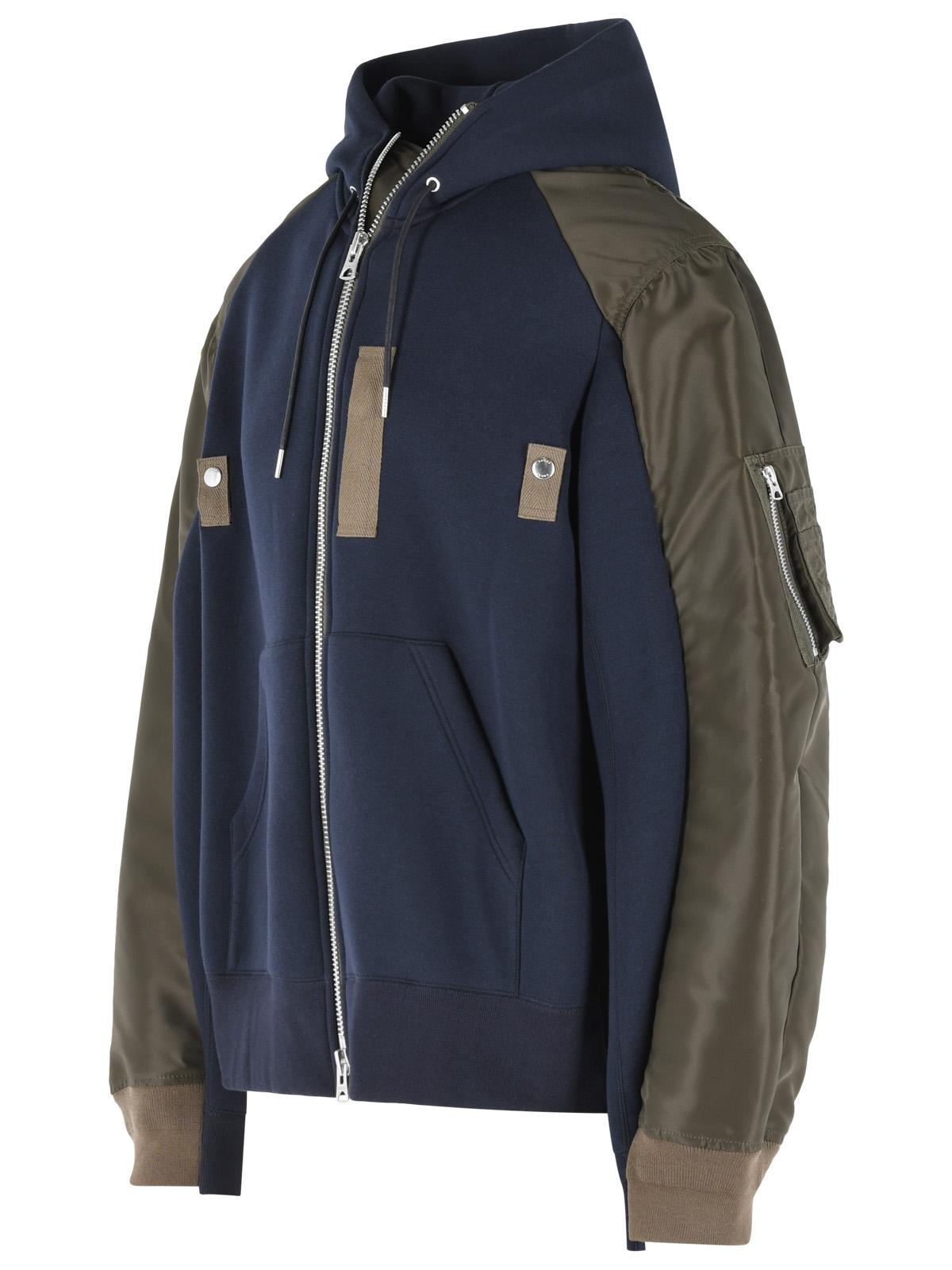 Sacai Navy Cotton And Khaki Blend Sweatshirt Men SACAI