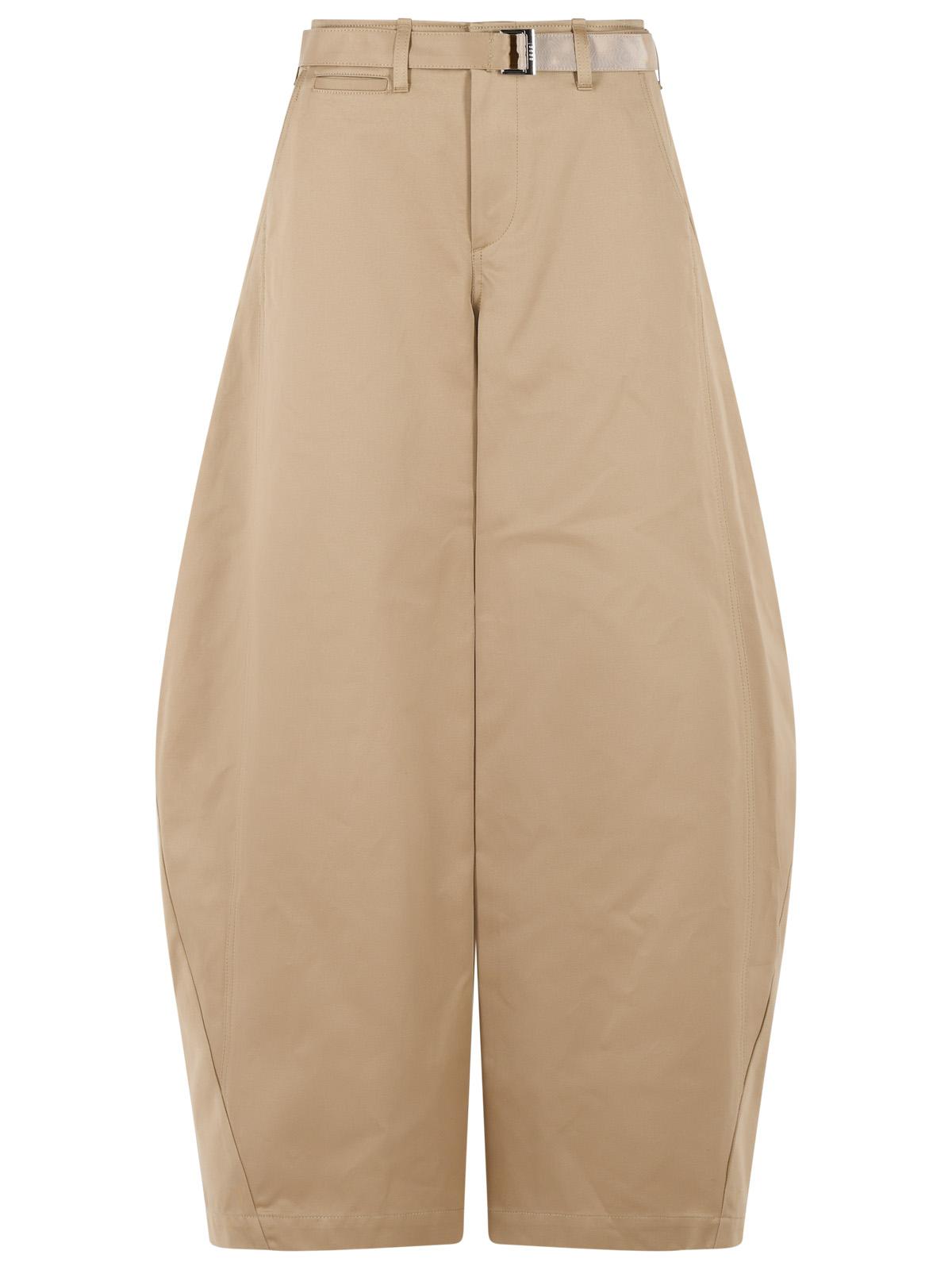 Sacai Chino' Beige Cotton Pants Women SACAI